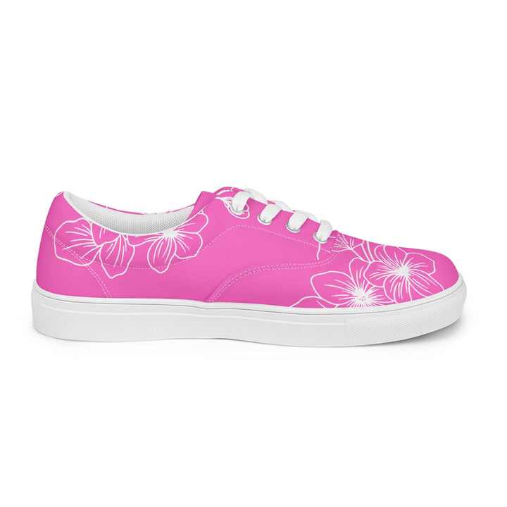 Womens Lace-up Canvas Shoes Pink Floral 7022623