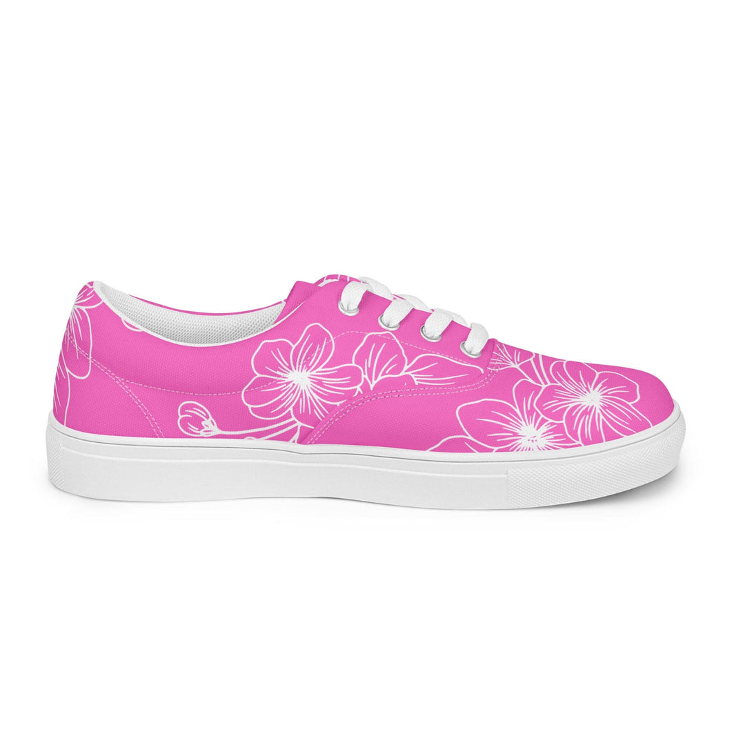 Womens Lace-up Canvas Shoes Pink Floral 7022623