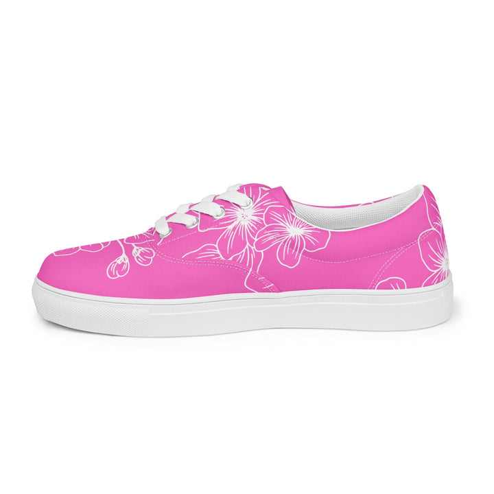 Womens Lace-up Canvas Shoes Pink Floral 7022623