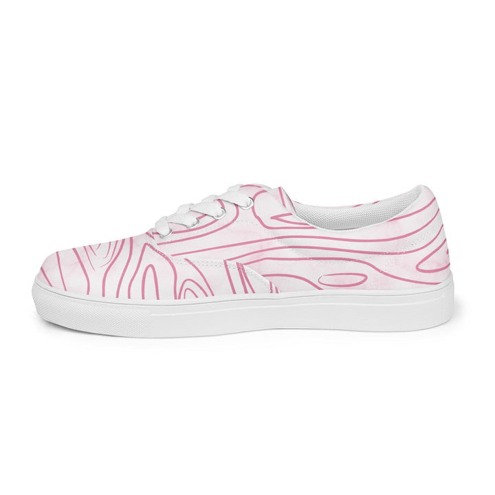 Womens Lace-up Canvas Shoes Pink Line Art Sketch Print