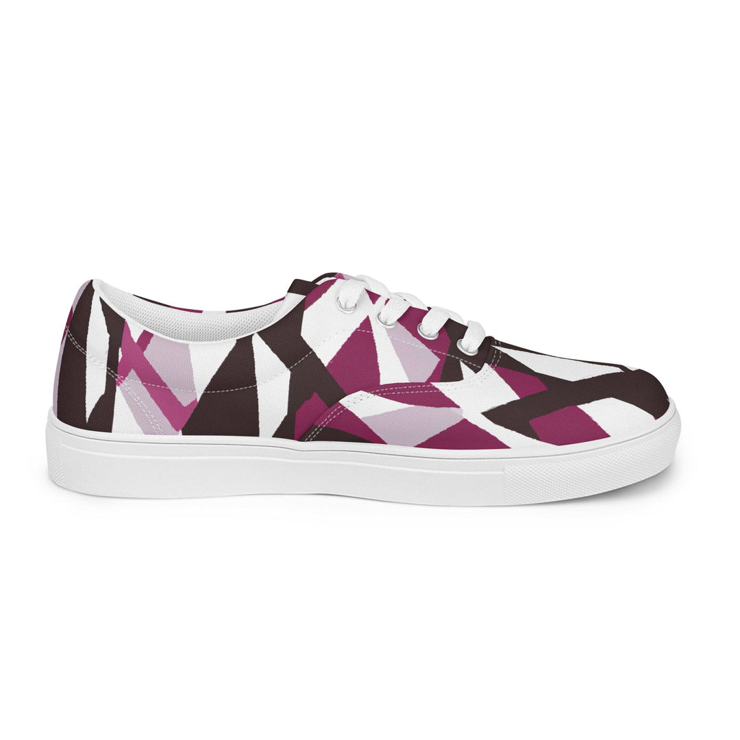 Womens Lace-up Canvas Shoes Pink Mauve Pattern