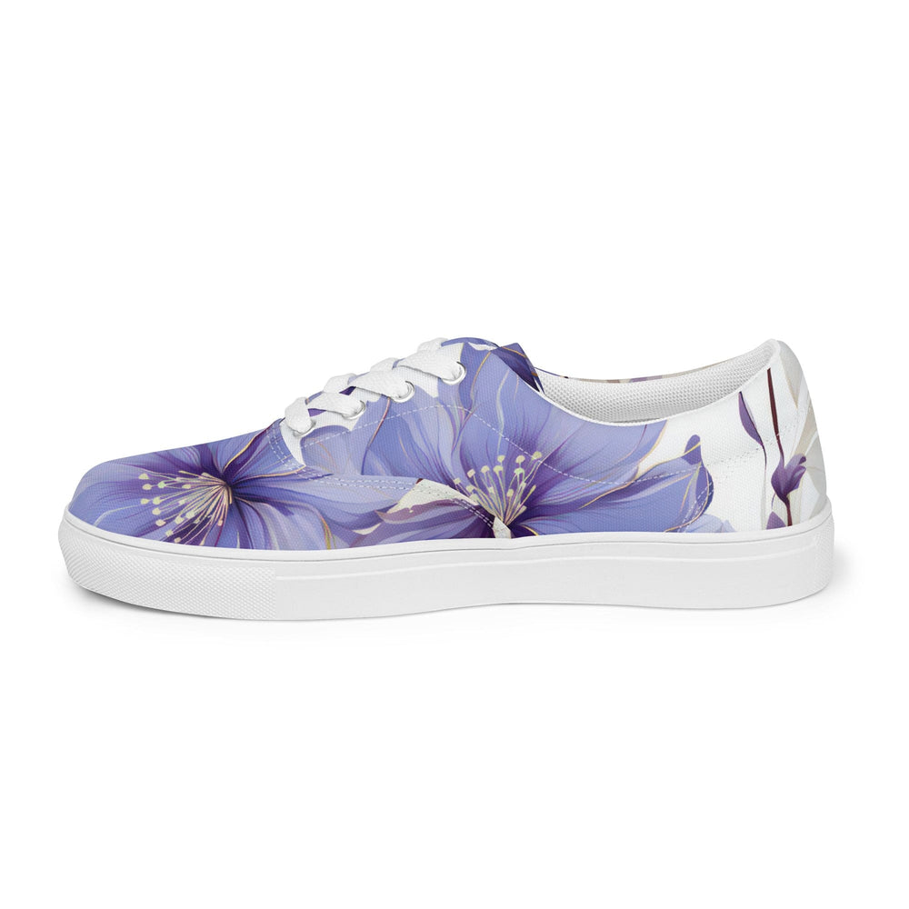 Womens Lace-up Canvas Shoes Purple Botanical Blooms 4