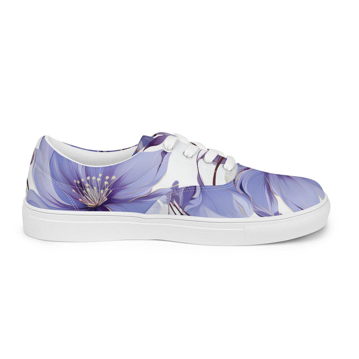 Womens Lace-up Canvas Shoes Purple Botanical Blooms 4