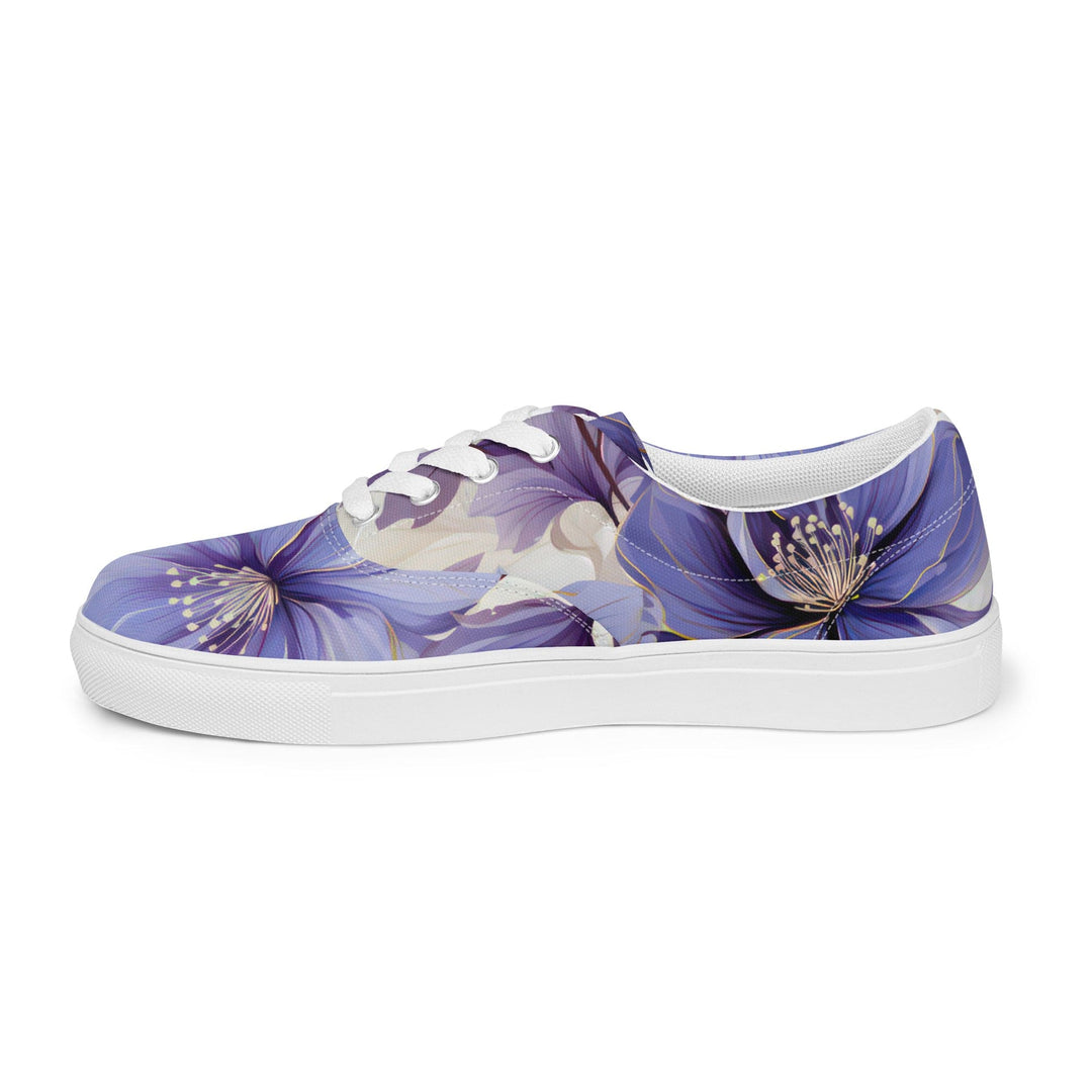 Womens Lace-up Canvas Shoes Purple Botanical Blooms 4