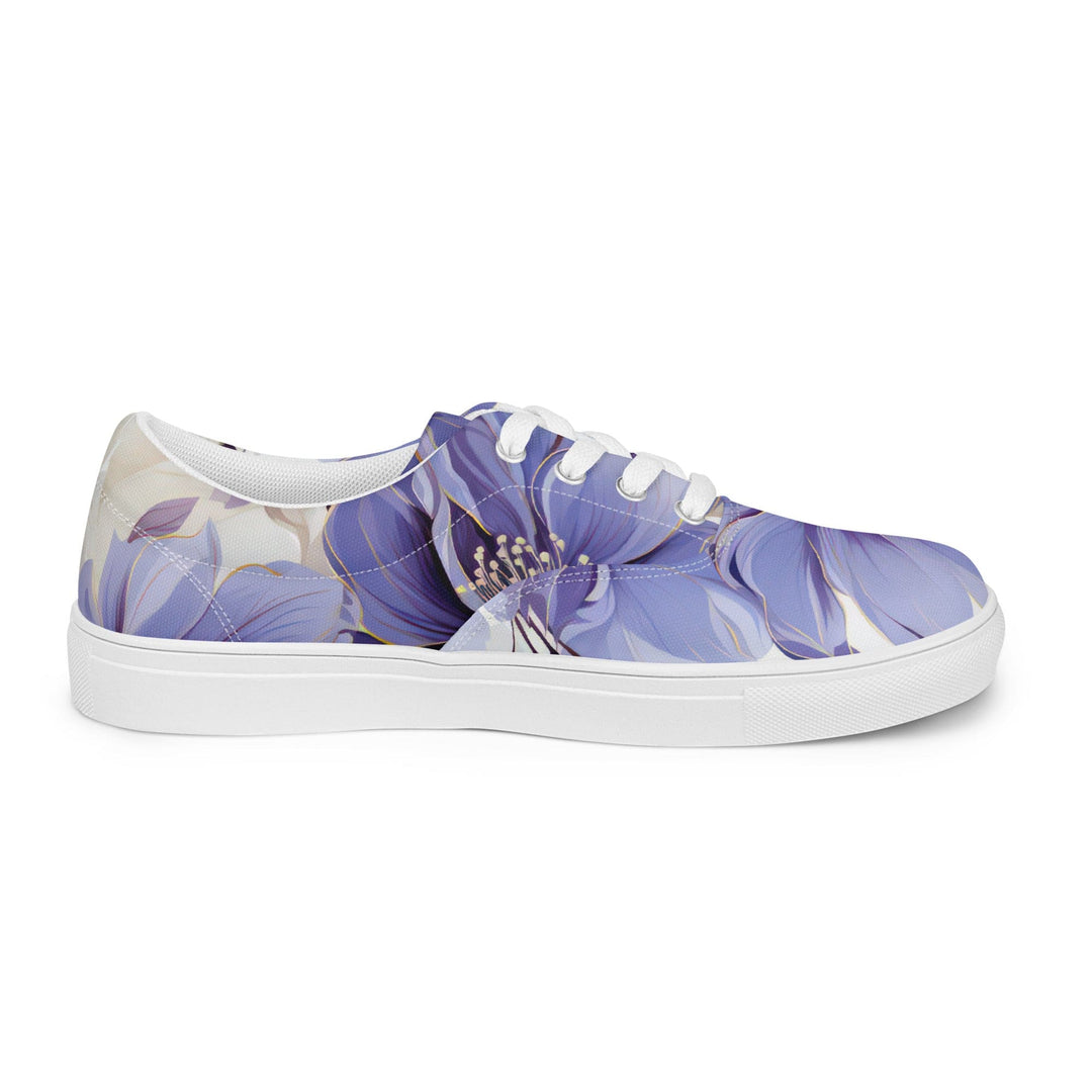 Womens Lace-up Canvas Shoes Purple Botanical Blooms 4