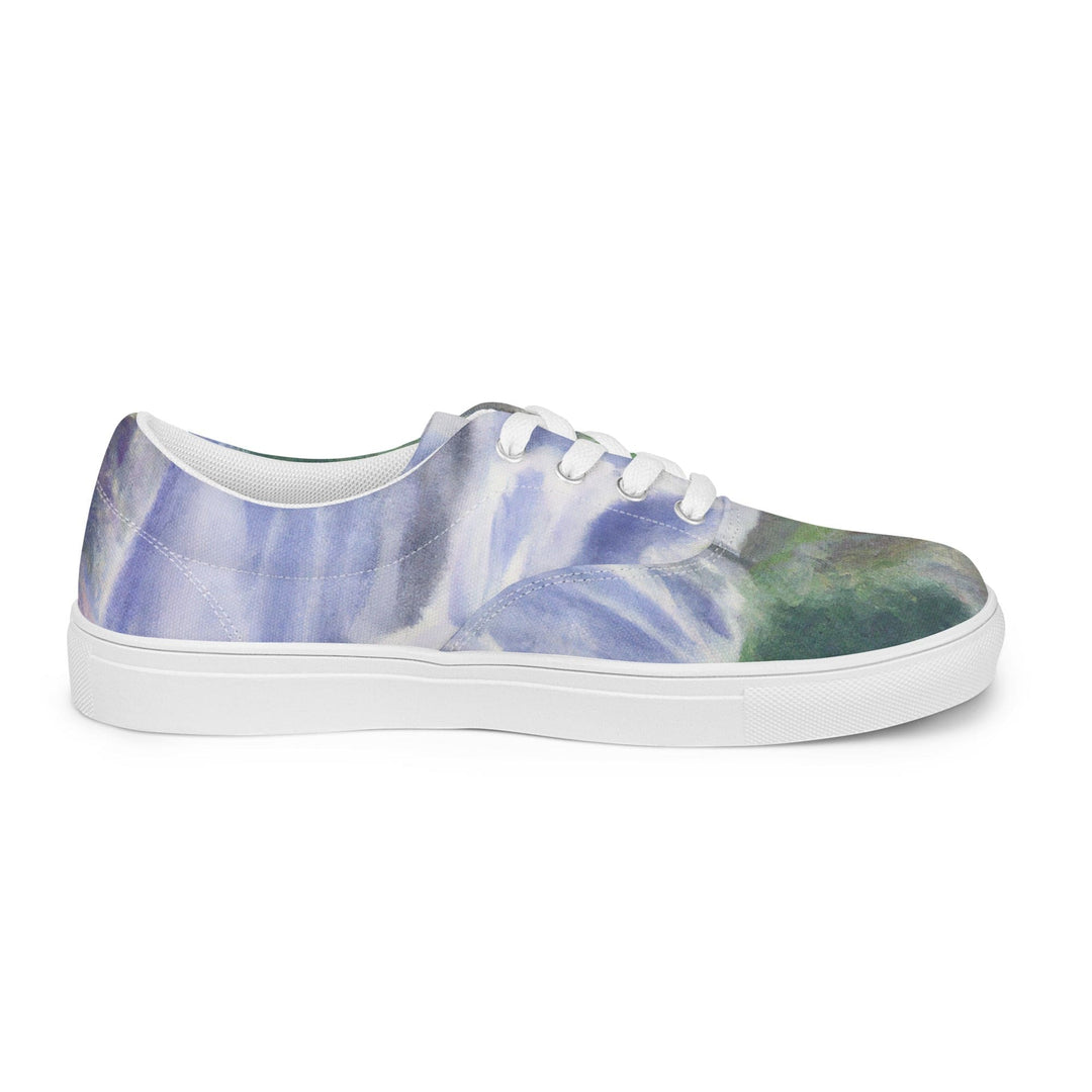 Womens Lace-up Canvas Shoes Purple Watercolor Waterfall Green