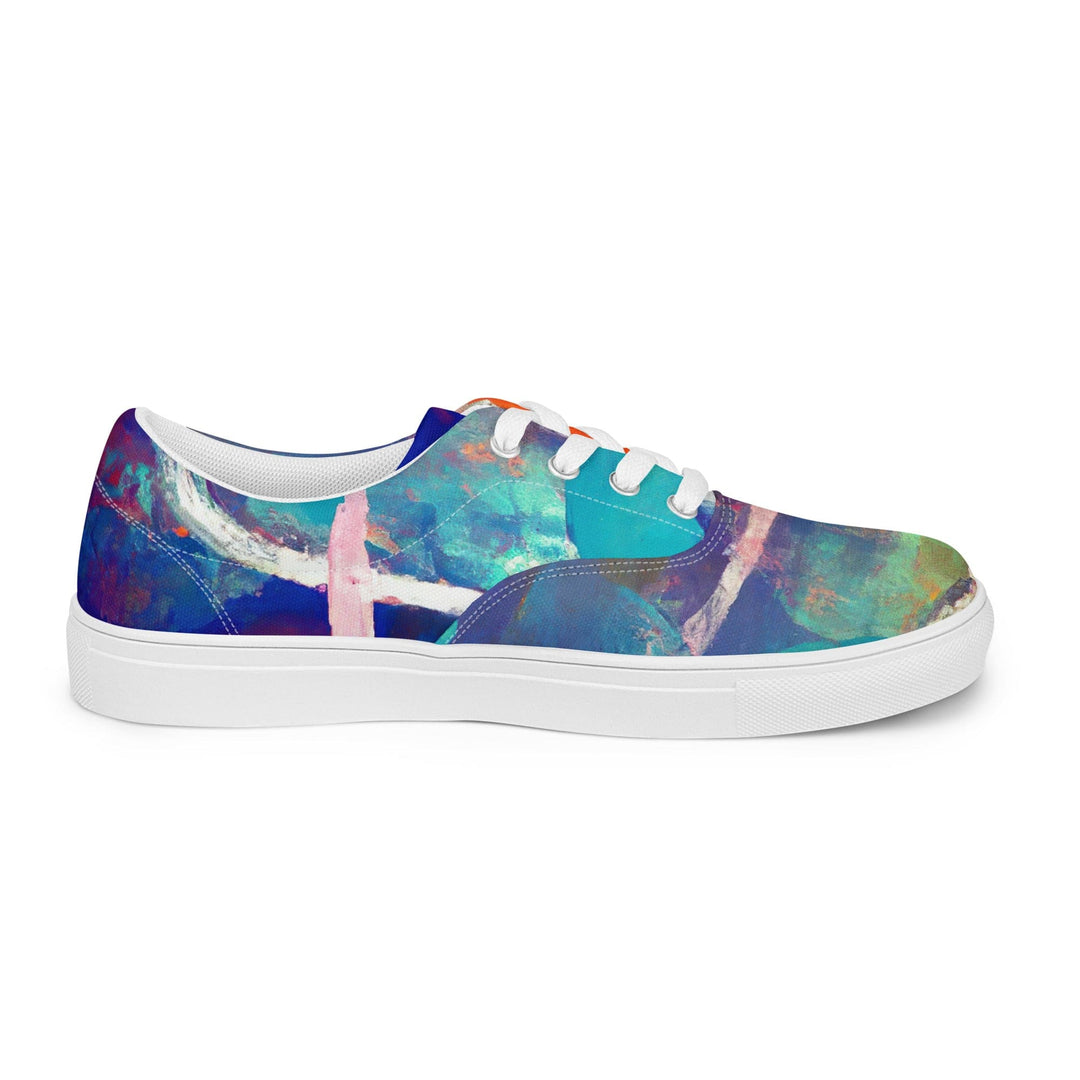 Womens Lace-up Canvas Shoes Red Blue Multicolor Abstract Print