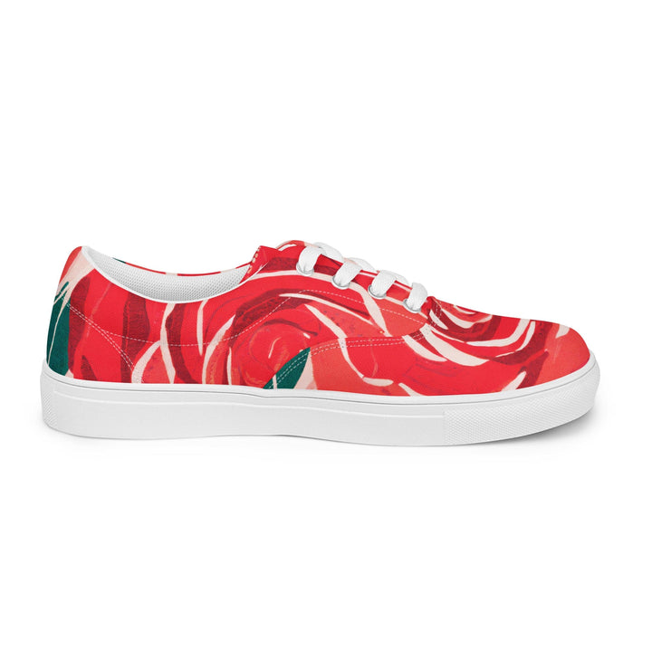 Womens Lace-up Canvas Shoes Rustic Red Roses