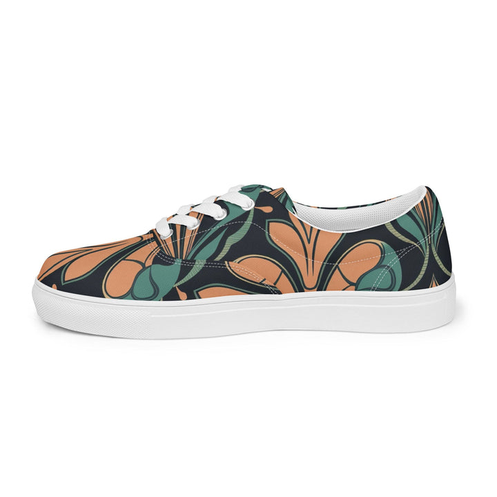 Womens Lace-up Canvas Shoes - Retro Vintage Print