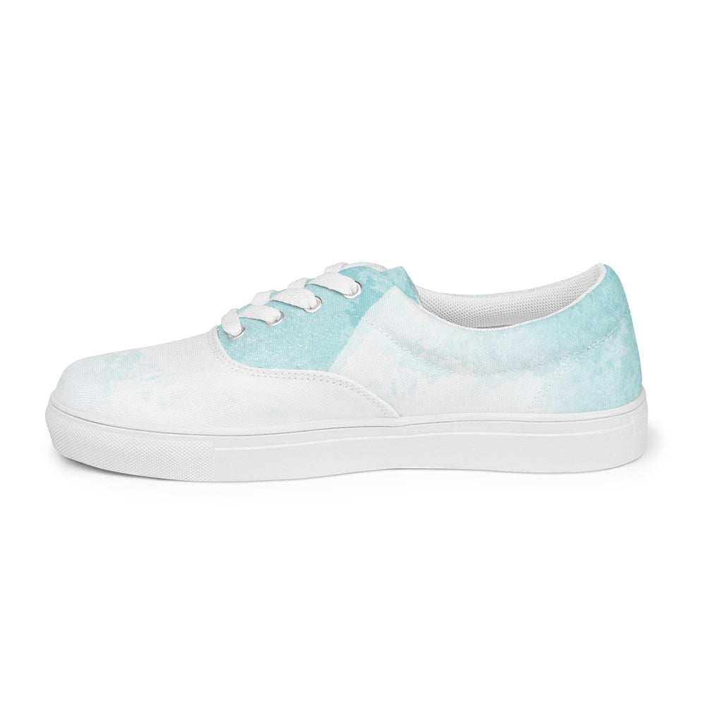 Womens Lace-up Canvas Shoes Subtle Abstract Ocean Blue and White