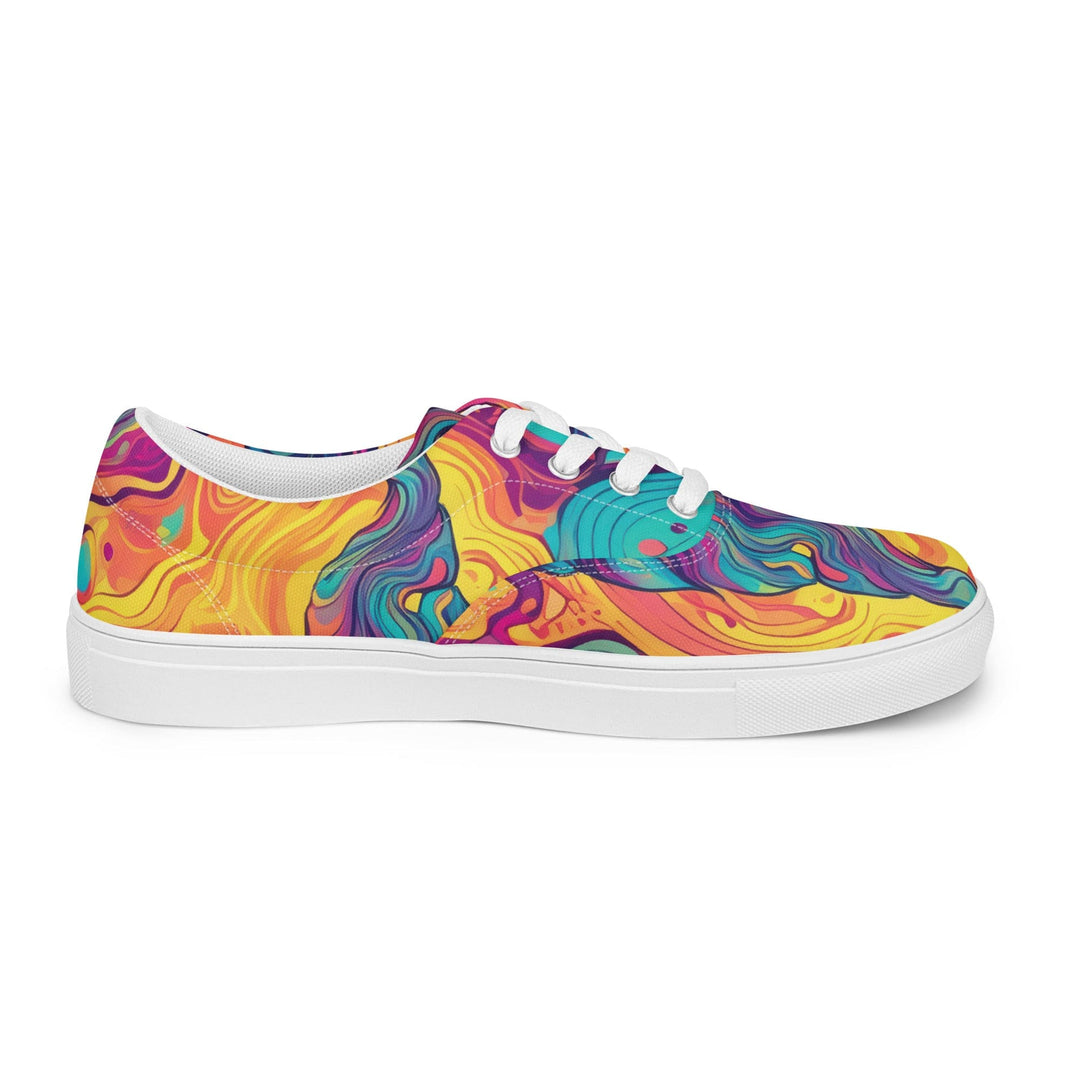 Womens Lace-up Canvas Shoes Vibrant Psychedelic Rave Pattern - 2