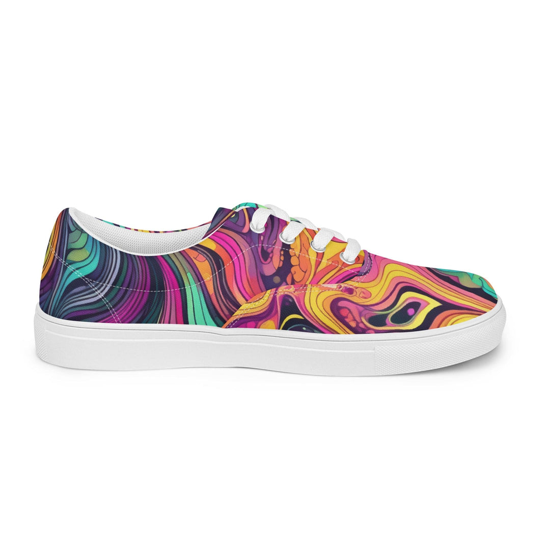Womens Lace-up Canvas Shoes Vibrant Psychedelic Rave Pattern - 3