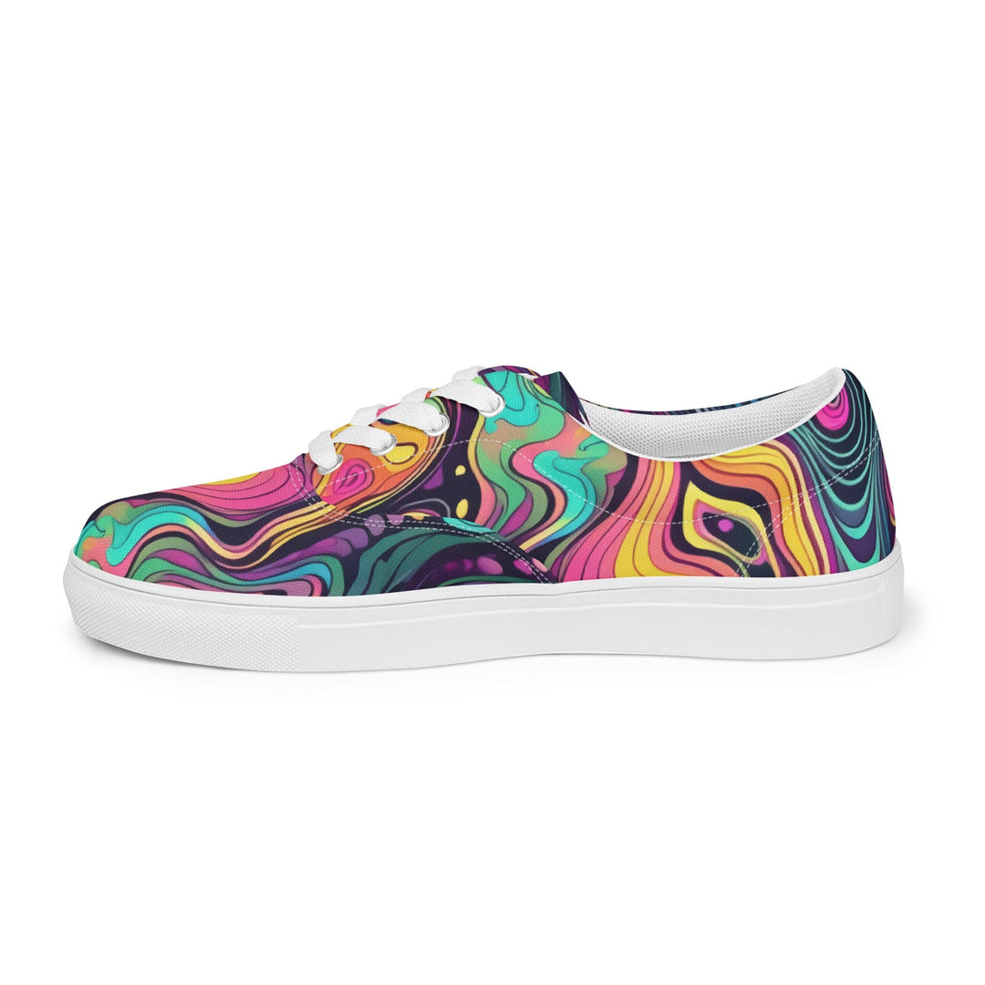 Womens Lace-up Canvas Shoes Vibrant Psychedelic Rave Pattern - 3