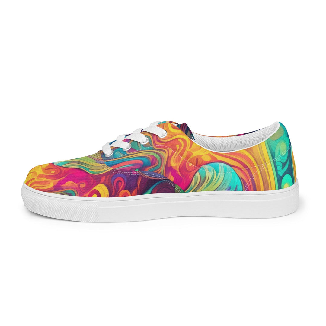 Womens Lace-up Canvas Shoes Vibrant Psychedelic Rave Pattern