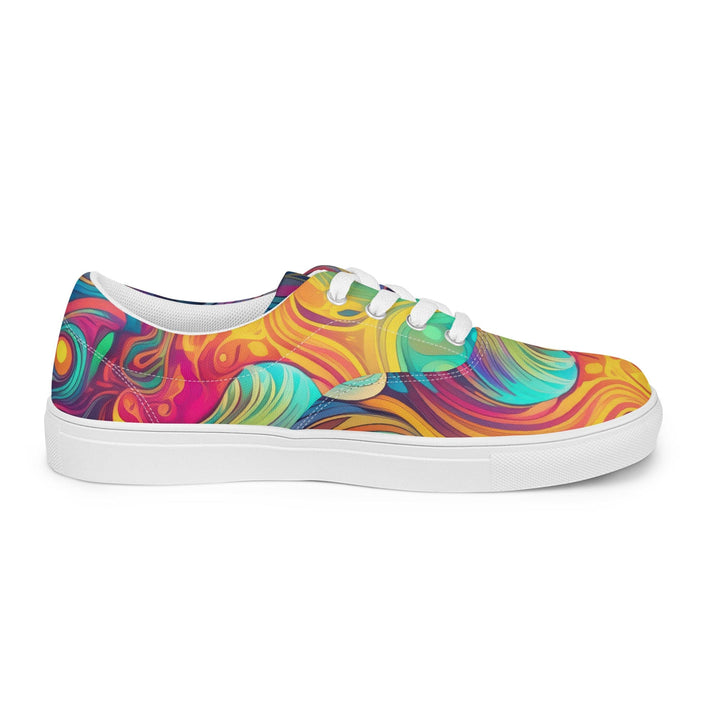Womens Lace-up Canvas Shoes Vibrant Psychedelic Rave Pattern