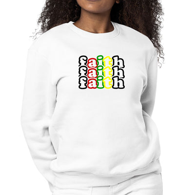 Womens Long Sleeve Graphic Sweatshirt Faith Stack Multicolor Black - Womens
