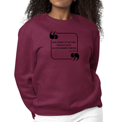 Womens Long Sleeve Graphic Sweatshirt Give Thanks To The Lord Black - Womens