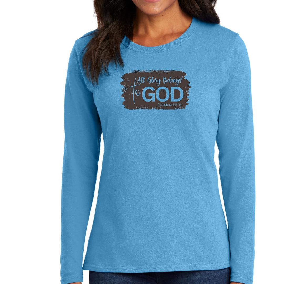Womens Long Sleeve Graphic T-shirt All Glory Belongs To God Brown - Womens