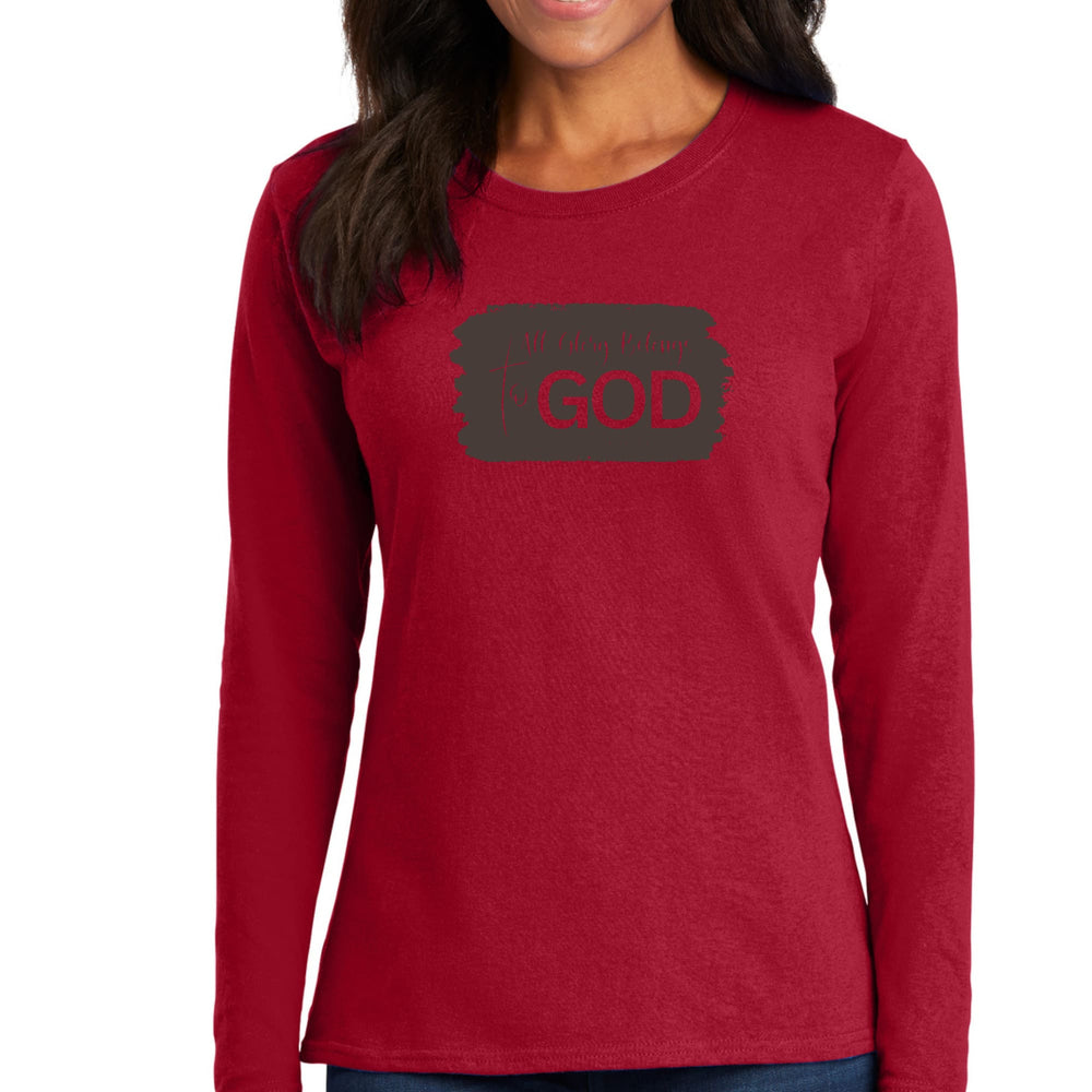 Womens Long Sleeve Graphic T-shirt All Glory Belongs to God Brown - Womens