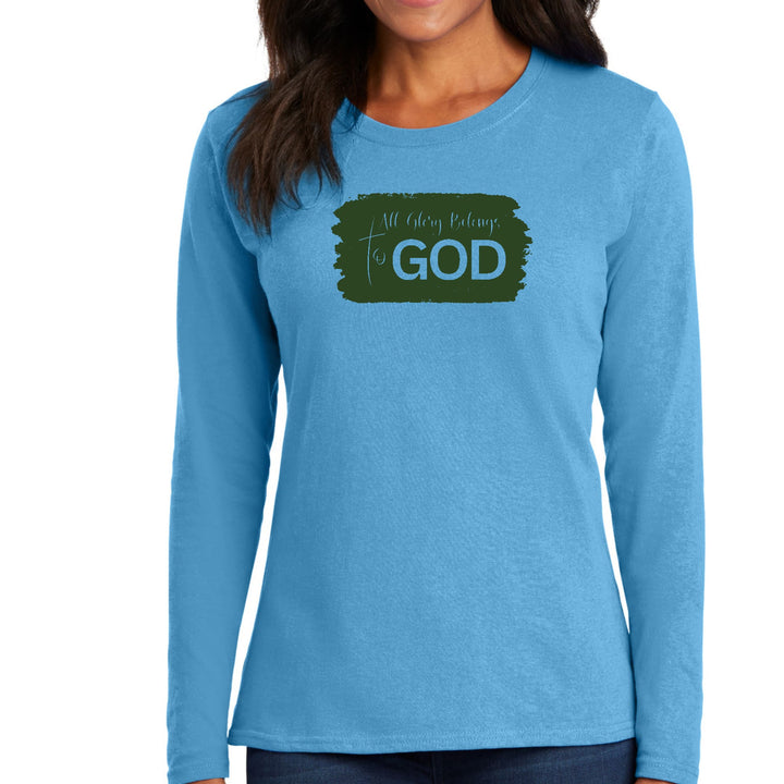 Womens Long Sleeve Graphic T-shirt - All Glory Belongs to God - Dark - Womens