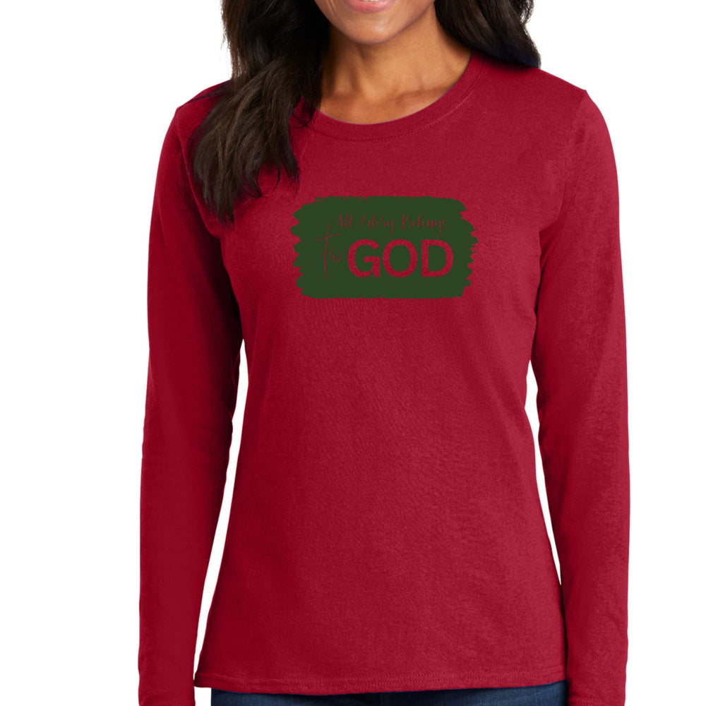 Womens Long Sleeve Graphic T-shirt All Glory Belongs to God Dark - Womens