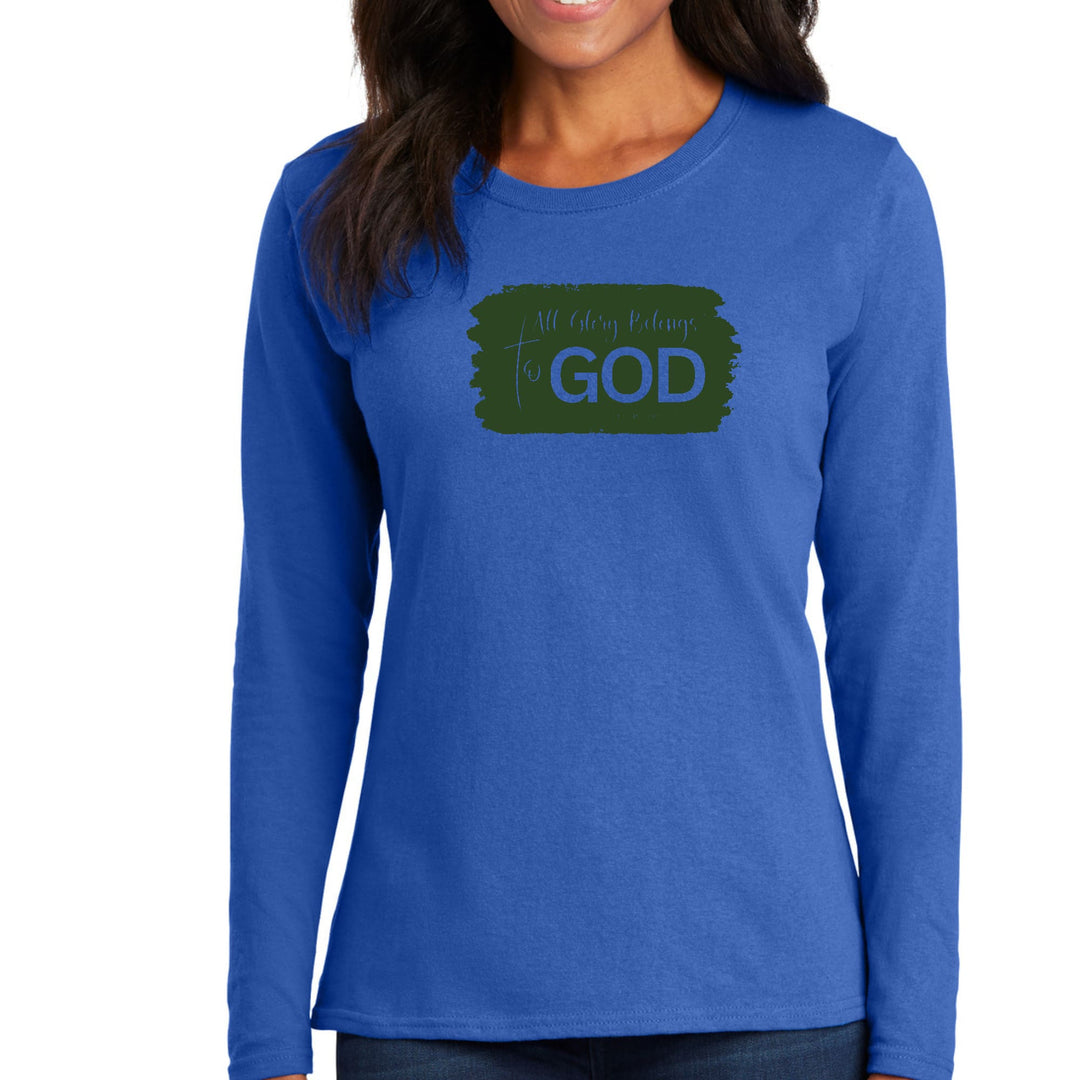 Womens Long Sleeve Graphic T-shirt - All Glory Belongs to God - Dark - Womens