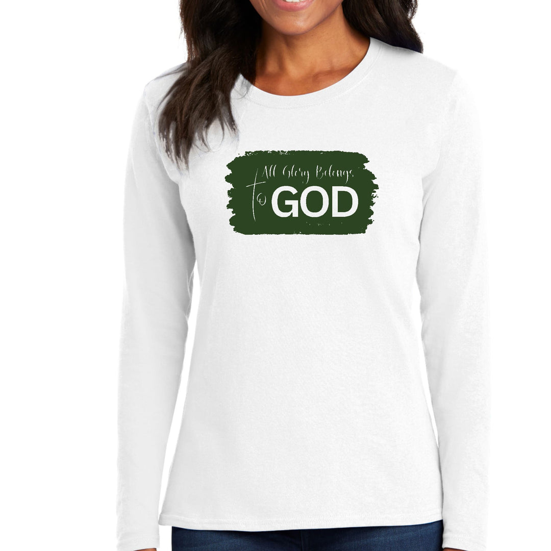 Womens Long Sleeve Graphic T-shirt All Glory Belongs to God Dark - Womens