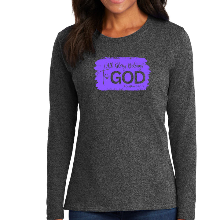 Womens Long Sleeve Graphic T-shirt All Glory Belongs to God Lavender - Womens