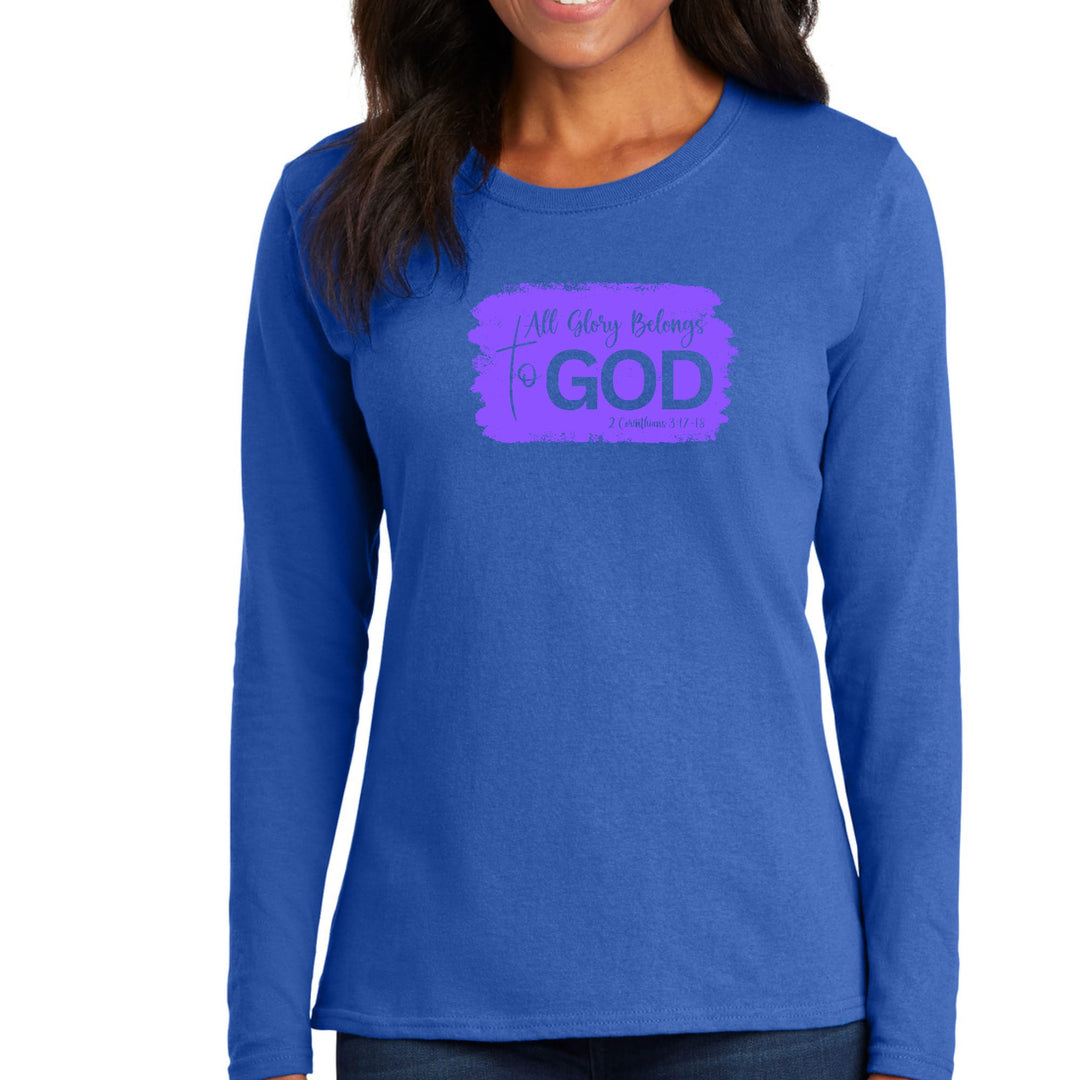 Womens Long Sleeve Graphic T-shirt All Glory Belongs to God Lavender - Womens