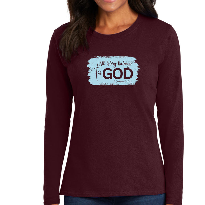 Womens Long Sleeve Graphic T-shirt All Glory Belongs to God Light - Womens