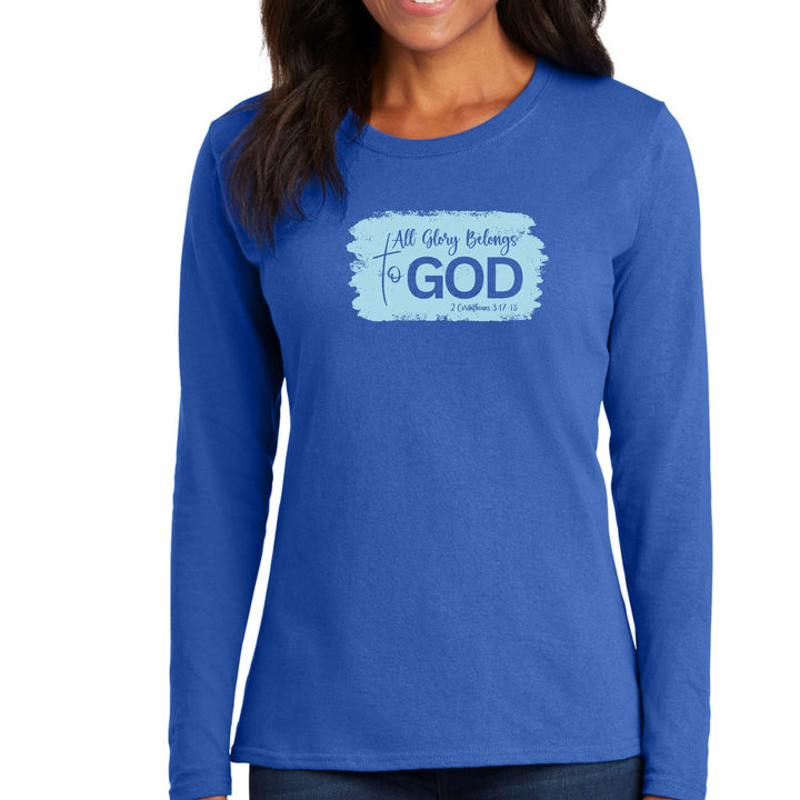 Womens Long Sleeve Graphic T-shirt All Glory Belongs to God Light - Womens