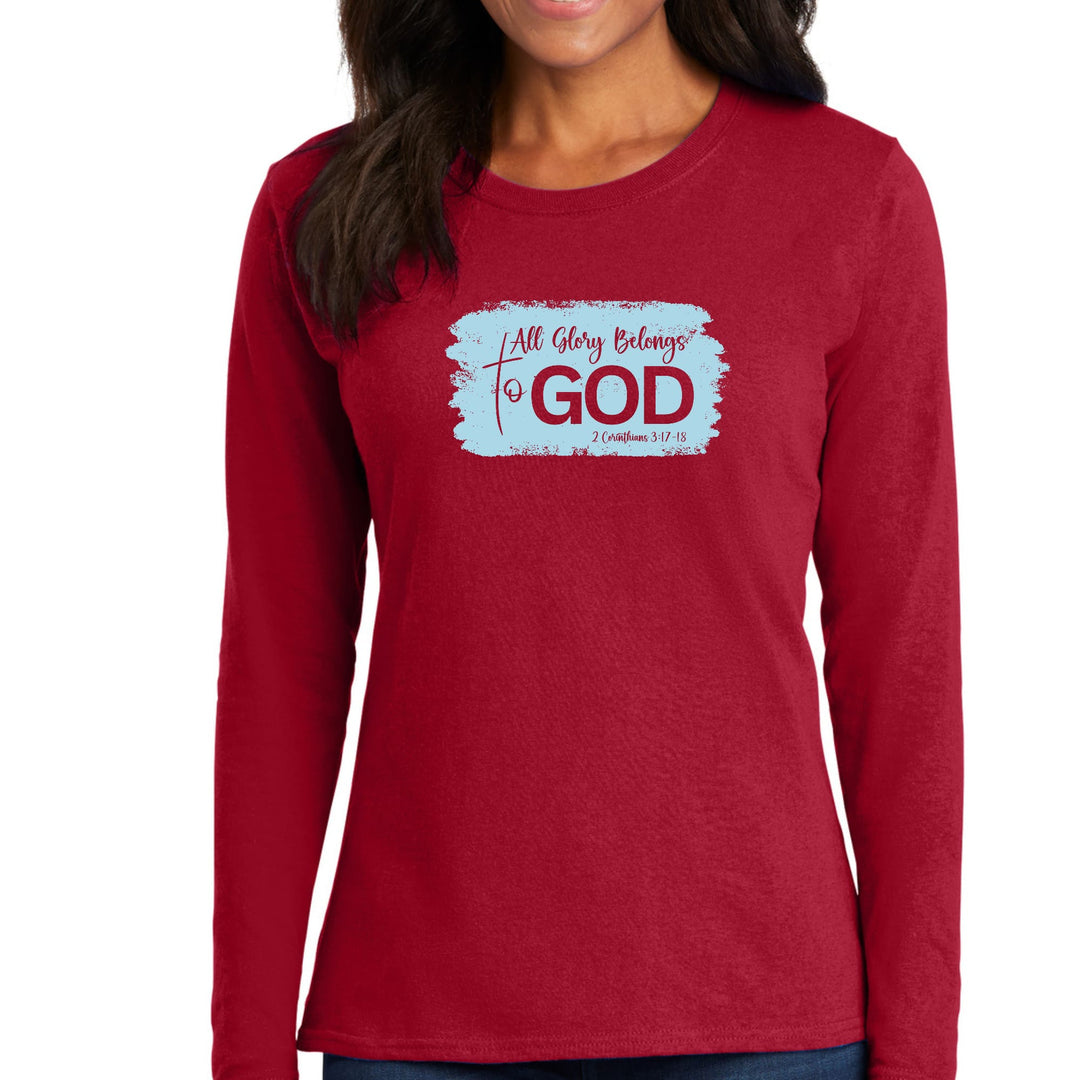 Womens Long Sleeve Graphic T-shirt All Glory Belongs to God Light - Womens