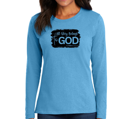 Womens Long Sleeve Graphic T-shirt All Glory Belongs To God Print - Womens