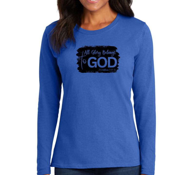 Womens Long Sleeve Graphic T-shirt - All Glory Belongs to God Print - Womens