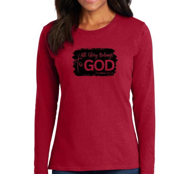 Womens Long Sleeve Graphic T-shirt - All Glory Belongs to God Print - Womens