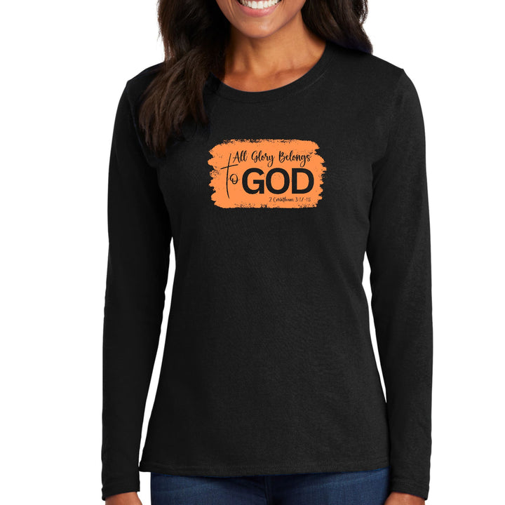 Womens Long Sleeve Graphic T-shirt - All Glory Belongs to God - Womens