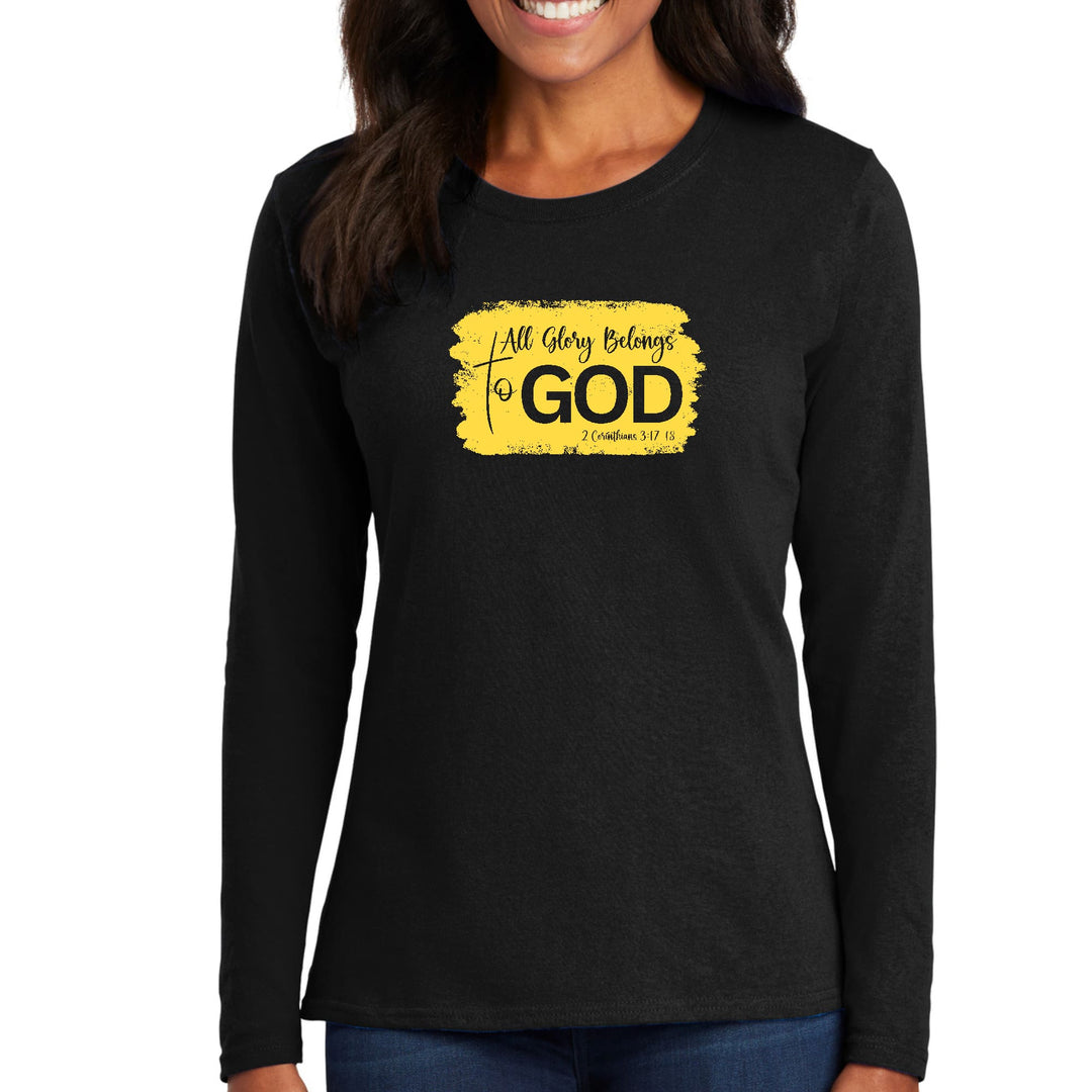 Womens Long Sleeve Graphic T-shirt - All Glory Belongs to God - Womens