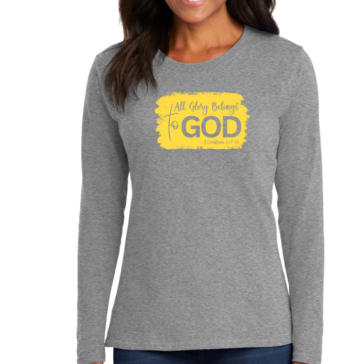 Womens Long Sleeve Graphic T-shirt - All Glory Belongs to God - Womens