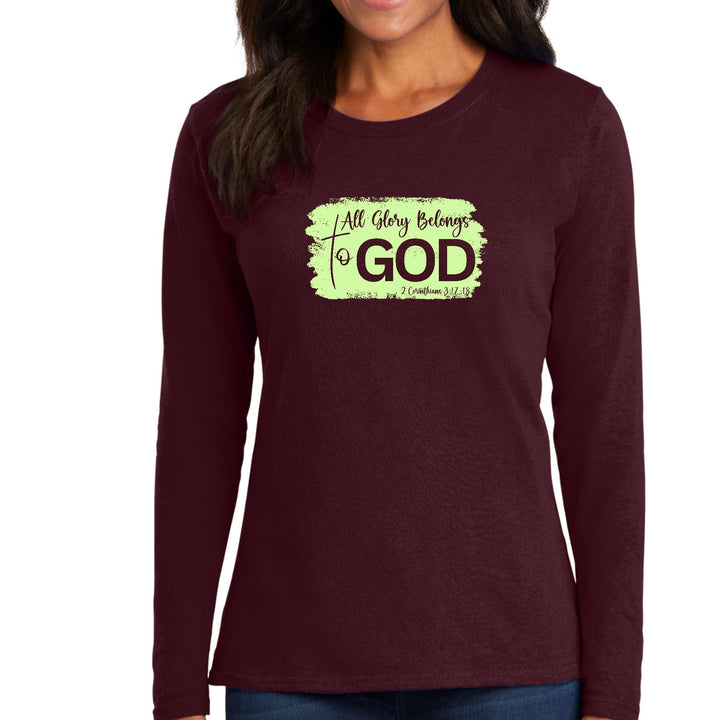 Womens Long Sleeve Graphic T-shirt All Glory Belongs to God - Womens | T-Shirts