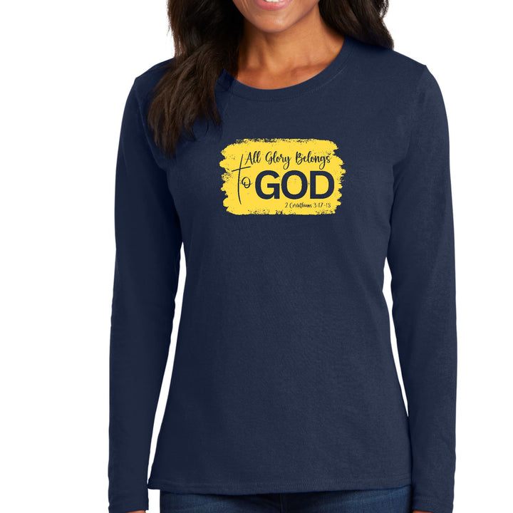 Womens Long Sleeve Graphic T-shirt - All Glory Belongs to God - Womens