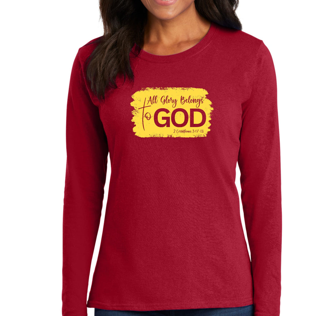 Womens Long Sleeve Graphic T-shirt - All Glory Belongs to God - Womens