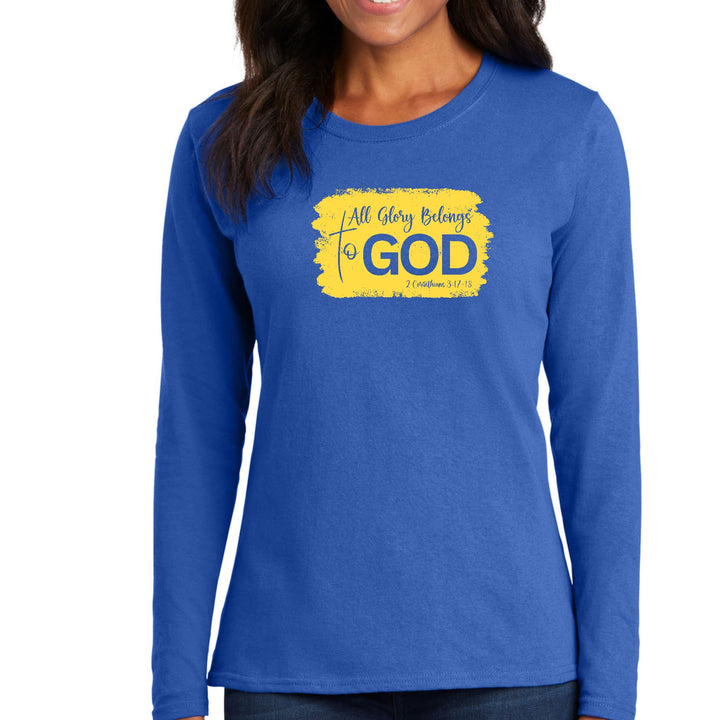 Womens Long Sleeve Graphic T-shirt - All Glory Belongs to God - Womens