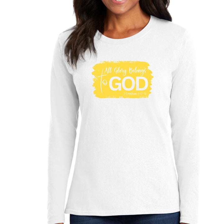 Womens Long Sleeve Graphic T-shirt - All Glory Belongs to God - Womens