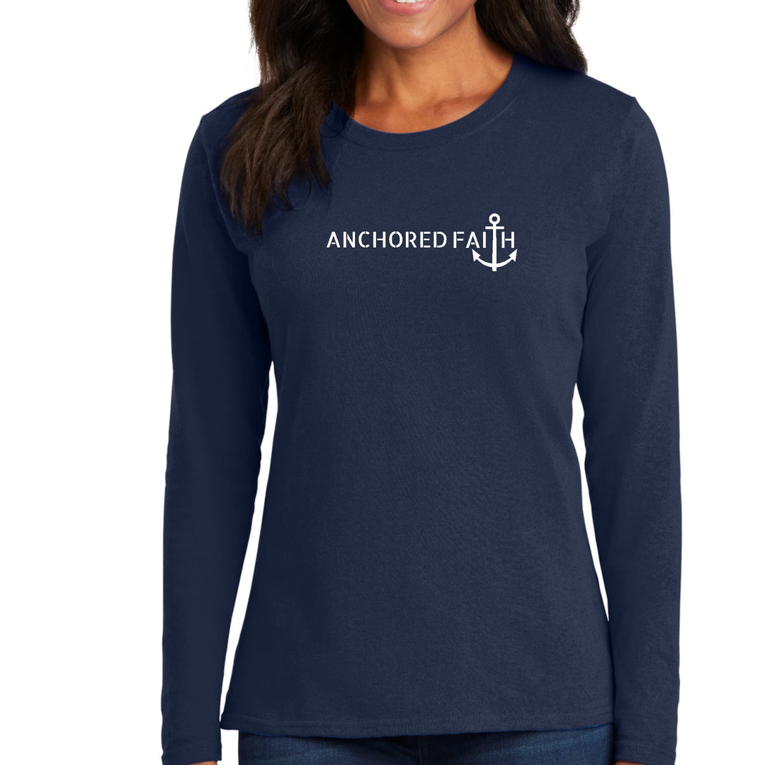 Womens Long Sleeve Graphic T-shirt Anchored Faith Print - Womens | T-Shirts