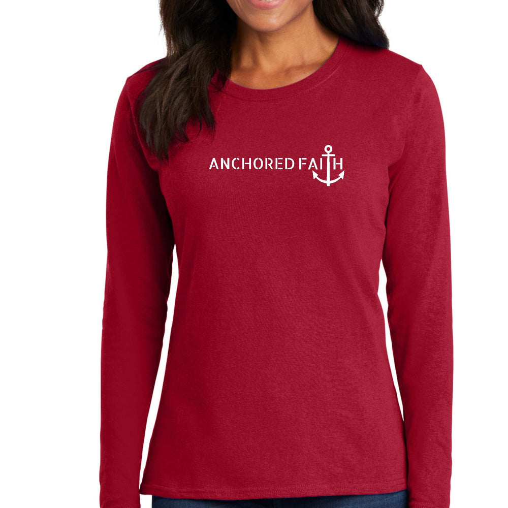 Womens Long Sleeve Graphic T-shirt Anchored Faith Print - Womens | T-Shirts