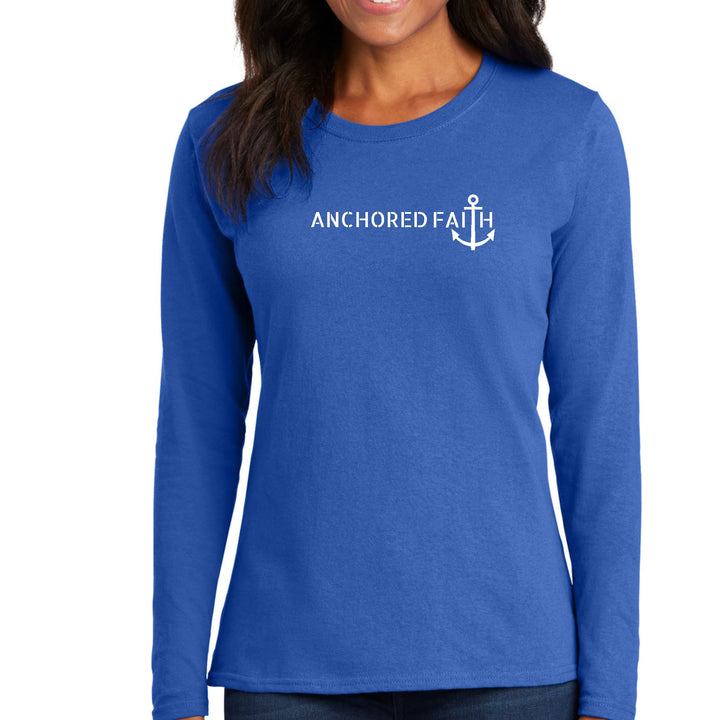 Womens Long Sleeve Graphic T-shirt Anchored Faith Print - Womens | T-Shirts