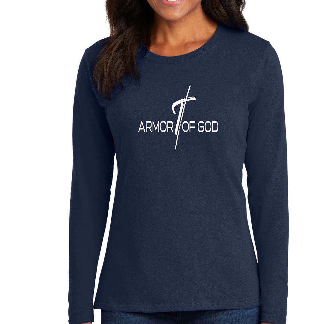 Womens Long Sleeve Graphic T-shirt Armor of God Cross - Womens | T-Shirts