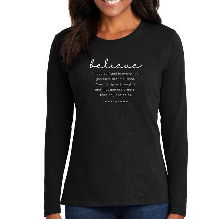 Womens Long Sleeve Graphic T-shirt Believe in Yourself - Womens | T-Shirts