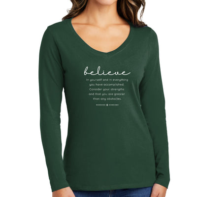 Womens Long Sleeve Graphic T - shirt Believe In Yourself - T - Shirts Sleeves