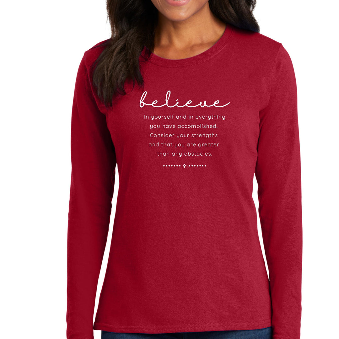 Womens Long Sleeve Graphic T-shirt Believe in Yourself - Womens | T-Shirts